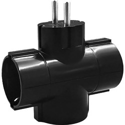 LAMTECH POWER SOCKET SPLITTER WITH 3 SCHUKO OUTLETS BLACK