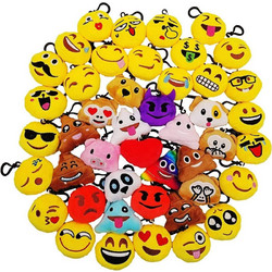 Mini Emoji Cotton Key Ring Bag Pendant 5cm Party Bag Gift for Children Party Birthday (38psc)