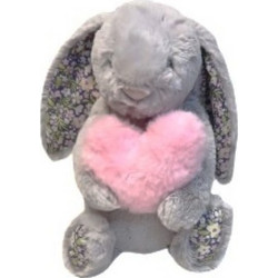 Jellycat Blossom Silver Bunny Pink Heart Bloom' 31cm x 12cm x 9cm