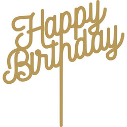 Cake Topper happy birthday 1 Χρυσό