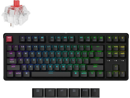 Keychron C3 Pro 8K QMK Ασύρματο Μηχανικό Gaming Πληκτρολόγιο TenKeyLess με Keychron Super Red Διακόπτες RGB Black