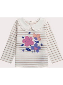 Βρεφική Μπλούζα για Κορίτσια Striped Bouquet ΛΕΥΚΟ