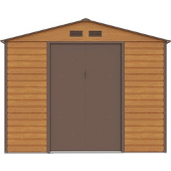 STEELEN Μεταλλική Αποθήκη Κήπου-Σπιτάκι Κήπου 340x382x226cm (11.2'x12.5') 12.3m Γαλβανιζέ με Παράθυρο EVAN PLUS G Χρώμα απομίμησης Ξύλου/Καφέ