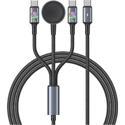 USAMS Cable Huan Series SJ754 72W USB-C to USB-C + USB-C + wireless charger for watch tarnish - (SJ754USB01)