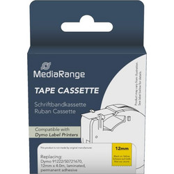 Ετικέτες Γενικής Χρήσης Mediarange (Dymo(R) 91222/S0721670) 12mm, 4m, Laminated and Permanent Adhesive, Black on Yellow (MRDY91222)