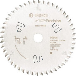 Δίσκος Top Precision Best for Wood 165x20x1.8mm Z48 Ξύλου Bosch 2608642384