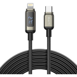 Lito LD15 Braided LED USB-C to Lightning Cable 60W 1m Black