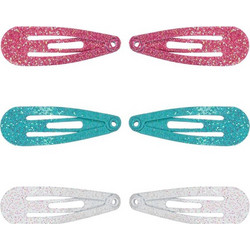 Κλιπ Μαλλιών Παιδικά Ροζ Χρυσό Glitter 3cm - 12 τμχ