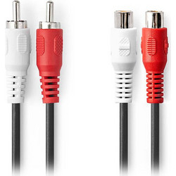 Καλώδιο Audio Stereo 2X Rca Male - 2X Rca Female CAGL24205BK100 10m Nedis