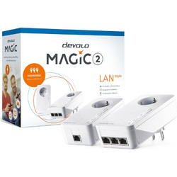 Devolo Magic 2 LAN Triple Starter Kit Powerline Διπλό Kit για Ενσύρματη Σύνδεση με 3 Θύρες Ethernet & Passthrough Πρίζα