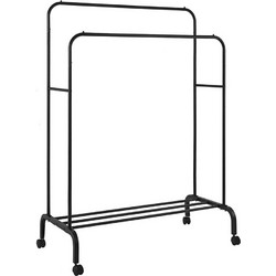 Διπλή Tροχήλατη Κρεμάστρα Δαπέδου 110x55x150cm με 1 Ράφι