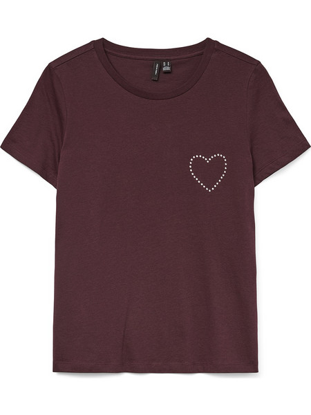VERO MODA VMLIANA FRANCIS SS TOP BOX GA BF 10333543-WinetastingHEARTRHINESTONES DarkRed