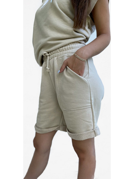 Hoodloom Loose Fit Γυναικεία Βερμούδα Μπεζ