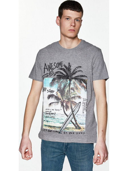 Celio T-shirt Gewavi - GRIS CHINE