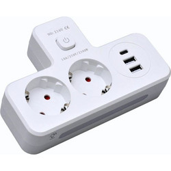 ΠΟΛΥΠΡΙΖΟ 2500W ΜΕ 2 ΠΡΙΖΕΣ, 2 ΘΥΡΕΣ USB-A, 1 ΘΥΡΑ USB-C & ΔΙΑΚΟΠΤΗ QH-05187