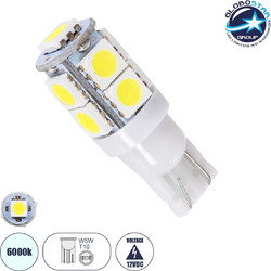 Globostar T10 / W5W LED Ψυχρό Λευκό 9 SMD 12V 2.5W 1τμχ
