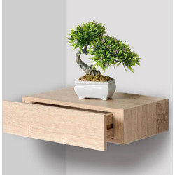 BAKAJI Επιτοίχιο Ξύλινο Ράφι MDF Δρυς με Συρτάρι 40x24x10cm 02835159