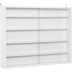 Homcom 833-761WT Κρεμαστή Ξύλινη Βιτρίνα με 5 Ρυθμιζόμενα Ράφια 80x9.5x60cm Λευκή