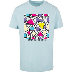 Geometric Retro T-Shirt Round Neck ocean blue