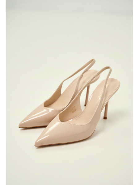 Γόβες Slingback Λουστρίνι Μυτερές Με Λεπτό Τακούνι