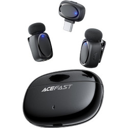Σετ 2 Μικρόφωνα Πέτου Lavalier Acefast R2 HD Μείωση Θορύβου, Ακτίνα 15m και 20hr Μπαταρία με USB-C Transmitter και Θήκη Φόρτισης Μαύρο