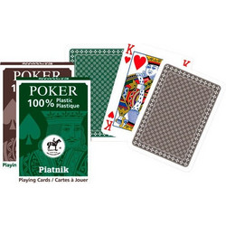 Piatnik - 100% Plastic Poker Size Playing Cards (Green Color)
