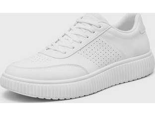 Ανδρικά casual sneakers σε λευκό χρώμα με λευκό ραβδωτό πάτο (ΚΩΔ.PAP25 )