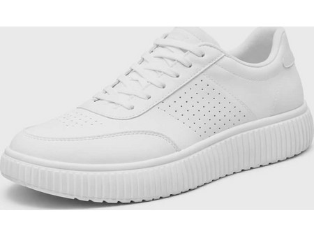 Ανδρικά casual sneakers σε λευκό χρώμα με λευκό ραβδωτό πάτο (ΚΩΔ.PAP25 )