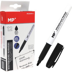 MP Μαρκαδόρος ασπροπίνακα PE494N-S, πάχος μύτης 2-3mm, μαύρος, 12τμχ