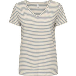 ONLY ONLFLAME S/S V-NECK TOP JRS 15371964-BirchSilver lurex Mixed