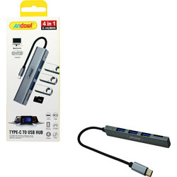 Andowl Q-HU806 USB Hub 3.0 USB-C με 4 Θύρες USB-A / Card Reader