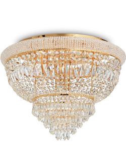 Ideal Lux Dubai PL24 Brass Κρυστάλλινο Φωτιστικό Οροφής - Πολυτελές Design 24xE14
