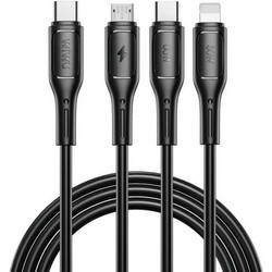 WiWU Wi-046E Starlink Series - Καλώδιο με Υποδοχή Type-C σε Type-C / Micro USB / Lightning 60W 1m σε Μαύρο Χρώμα