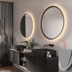 Καθρέπτης Μπάνιου Led Imex Torino O60cm με Μόκα κορνίζα TORI03760MK