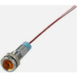 GBC 25.4160.65 Κίτρινο Μεταλλικό LED Ενδεικτικό 220V - IP20, Τρύπα 6mm & Καλώδια 15cm