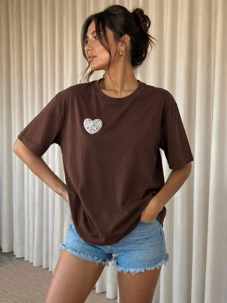Γυναικεία oversized μπλούζα Kinzi σε υπέροχη καφέ σοκολατί απόχρωση
