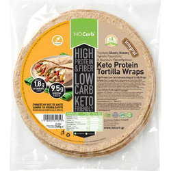 Keto Protein Tortilla Wraps Ολικής άλεσης Low Carb Vegan NoCarb 6τεμ 240g - No Carb(R)