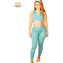 LEGENDARY PREMIUM YOGA ΣΕΤ BRA & LEGGINGS ΜΑΚΡΙΑ ΤΕΧΝΟΛΟΓΙΑ FLEXYOGA ΤΙΡΚΟΥΑΖ - Μπλε