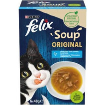 Purina Felix Soup Original with Cod, Tuna & Sole Fish in Broth 6x48gr