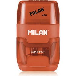MILAN ξύστρα μολυβιών με κάδο & γόμα 1204703116, πορτοκαλί