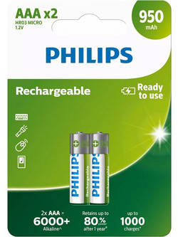 Philips Rechargeable AAA 950mAh 2τμχ
