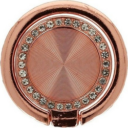 Ring Holder με Διαμάντια για Κινητού σε Ροζ-Χρυσό Χρώμα Ροζ - Χρυσό Μεταλλικό