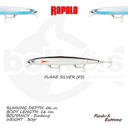 Rapala Flash-X Extremo Τεχνητό Δόλωμα Ψαράκι Συρτής 16cm 30gr FS