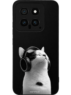 Sonique Men's Edition Back Cover White (Xiaomi 14) με Σχέδιο «Audio Kitten»