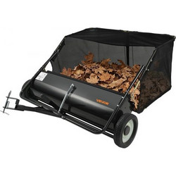 Σάρωθρο γκαζόν VEVOR Tow Behind, 111,7 cm Pull Behind Lawn Sweeper, 25 cu.ft Συλλέκτης φύλλων και γρασιδιού μεγάλης χωρητικότητας, βαρέως τύπου σάρωθρο κήπου με ρυθμιζόμενο ύψος σάρωσης για αυλή, γκαζ