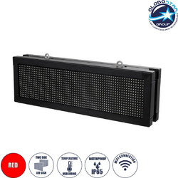 GLOBOSTAR(R) DISPLAY 90268 Κυλιόμενη Ψηφιακή Επιγραφή 64x16cm P10 Διπλής Όψης LED AC 220-240V Αδιάβροχο IP65 Κόκκινο - WiFi Control μέσω FK APP - Αισθητήρας Θερμοκρασίας & Υγρασίας - Μ70.5 x Π11 x Υ22