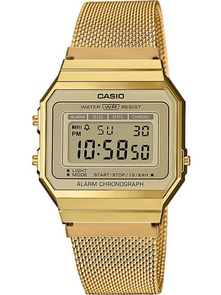 Casio Vintage Ψηφιακό Ανδρικό Ρολόι Χρονογράφος με Χρυσό Μεταλλικό Μπρασελέ A700WEMG-9AEF