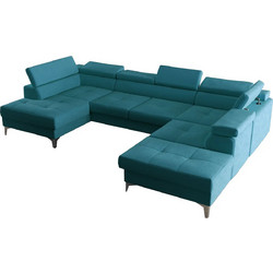 PoliHome Soreko Max II Καναπές Κρεβάτι σε Σχήμα Π Πετρόλ 350x170/225x78/99cm 162553629