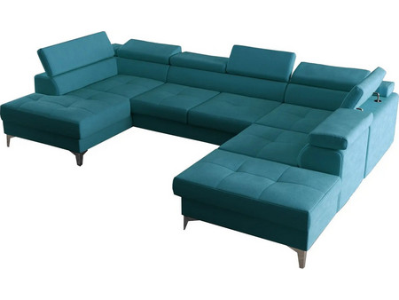 PoliHome Soreko Max II Καναπές Κρεβάτι σε Σχήμα Π Πετρόλ 350x170/225x78/99cm 162553629