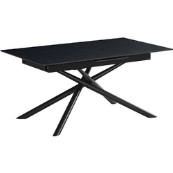 Τραπέζι Επεκτεινόμενο Sullivan 162882119 160/220x90x75cm Black Μέταλλο,Τεχν. Πέτρα